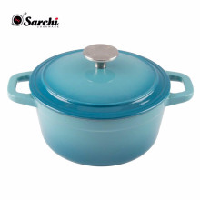 Amazon Hot Selling Gradiant Blue Enamel Cast Iron Casserole With Raindrop Cover